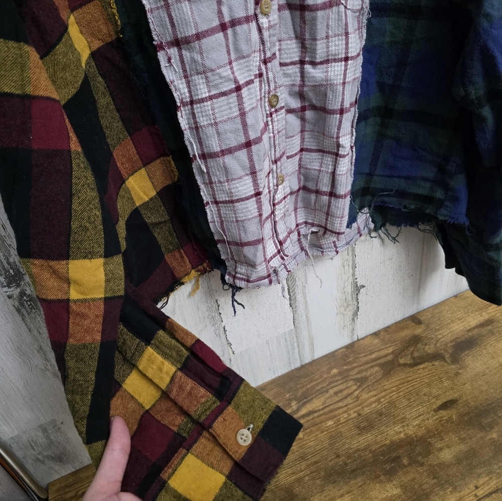 Gilded Intent Boho Plaid Patchwork Button-Up Shir… - image 3